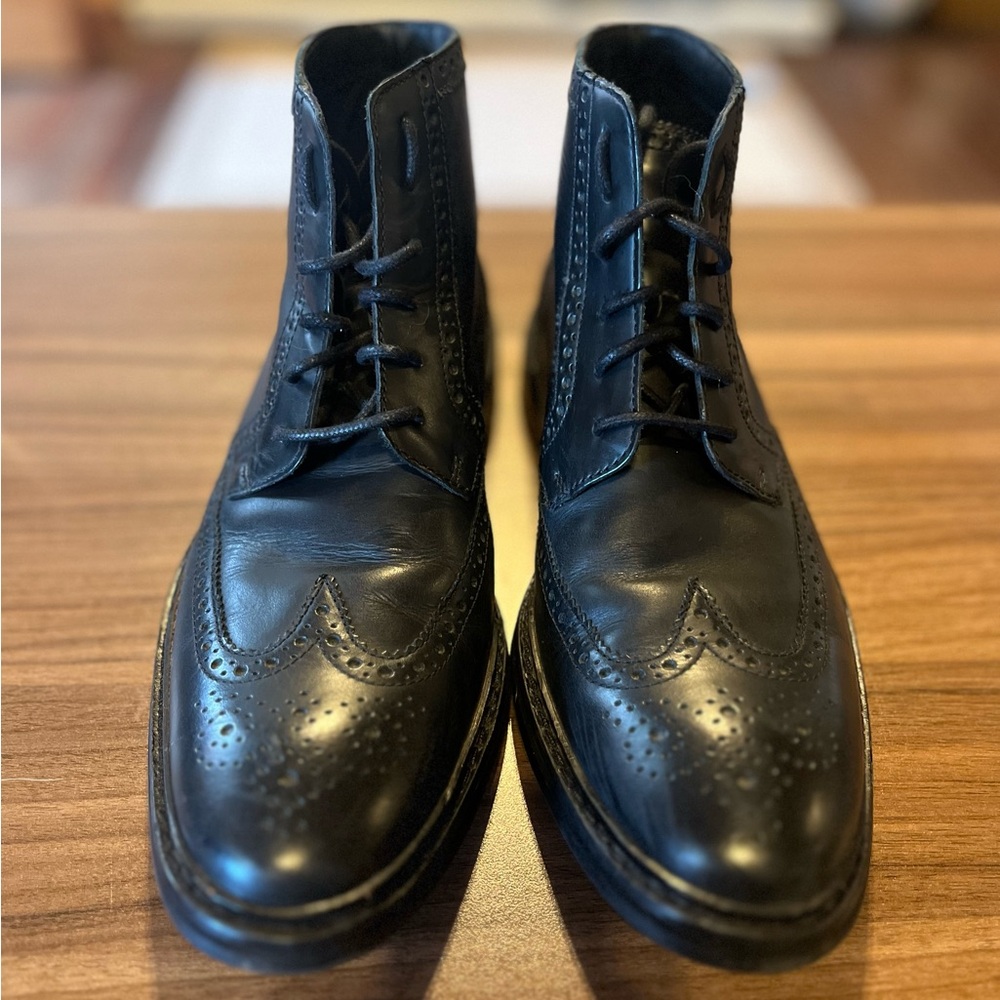 Cole Haan Brogue wingtip dress boots. Size 8